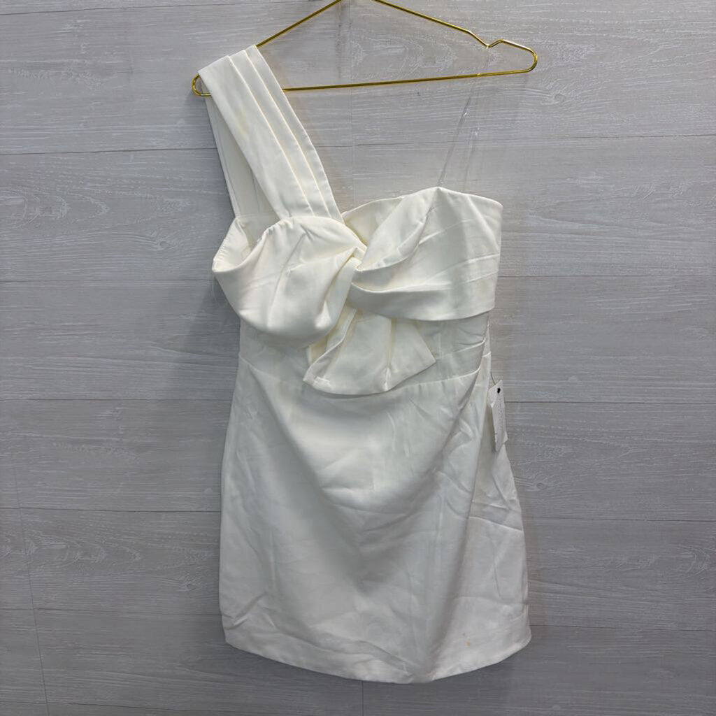 American Threads White One Shoulder Dress Large