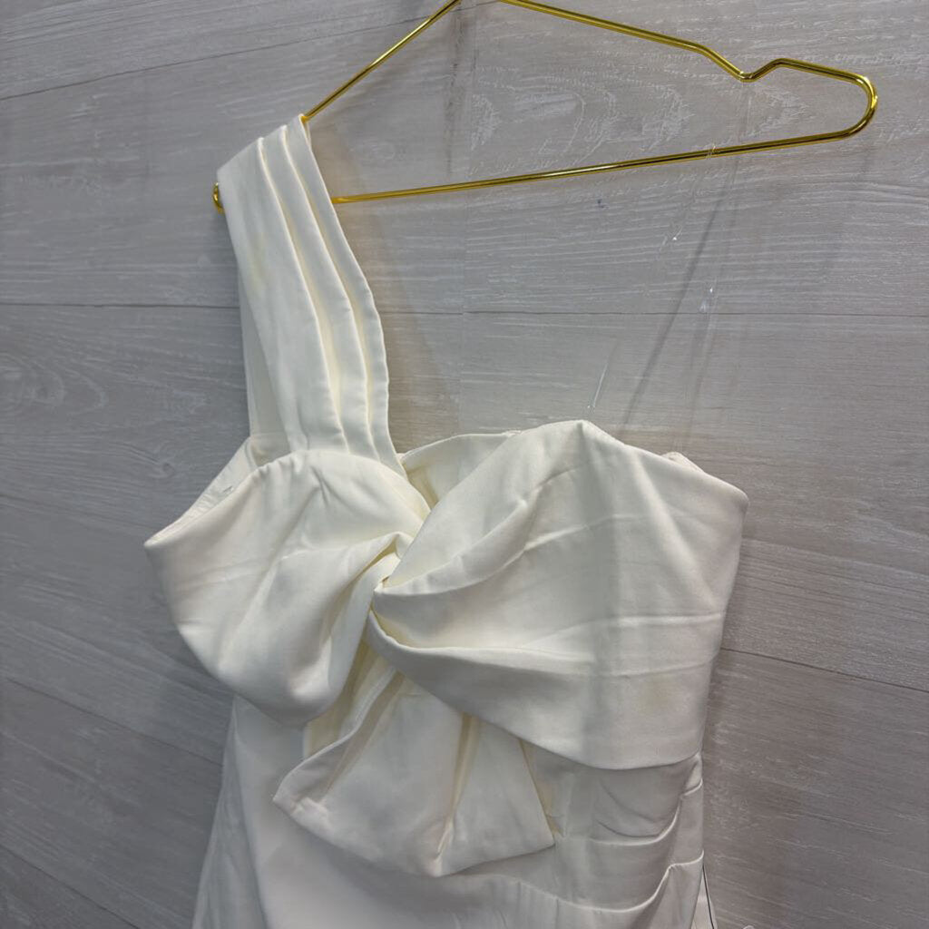 American Threads White One Shoulder Dress Large