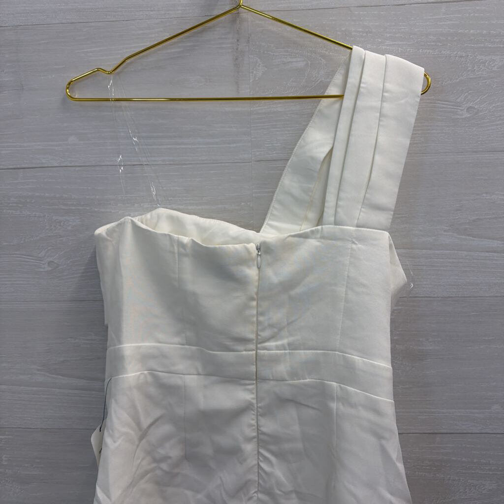 American Threads White One Shoulder Dress Large