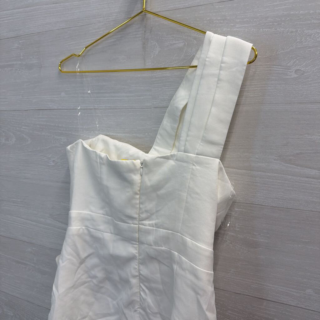 American Threads White One Shoulder Dress Large