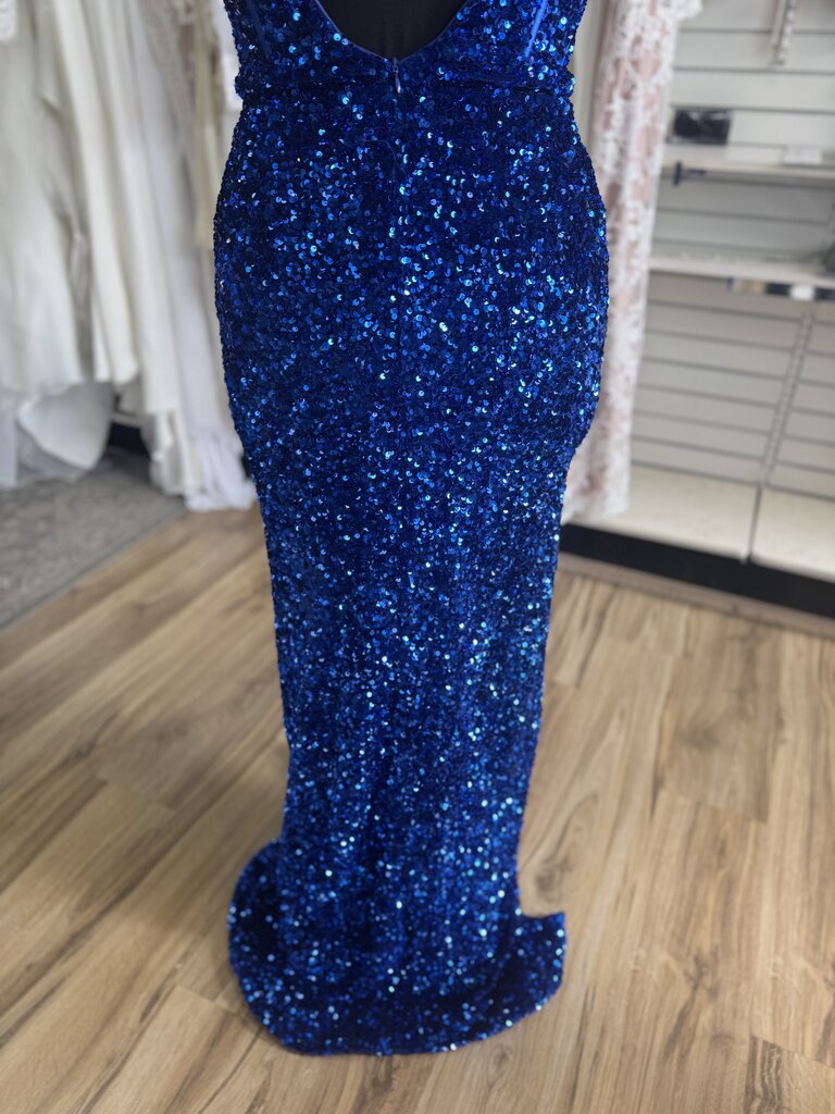 Portia and Scarlett Royal Blue Sequin Strapless Long Formal Dress 14