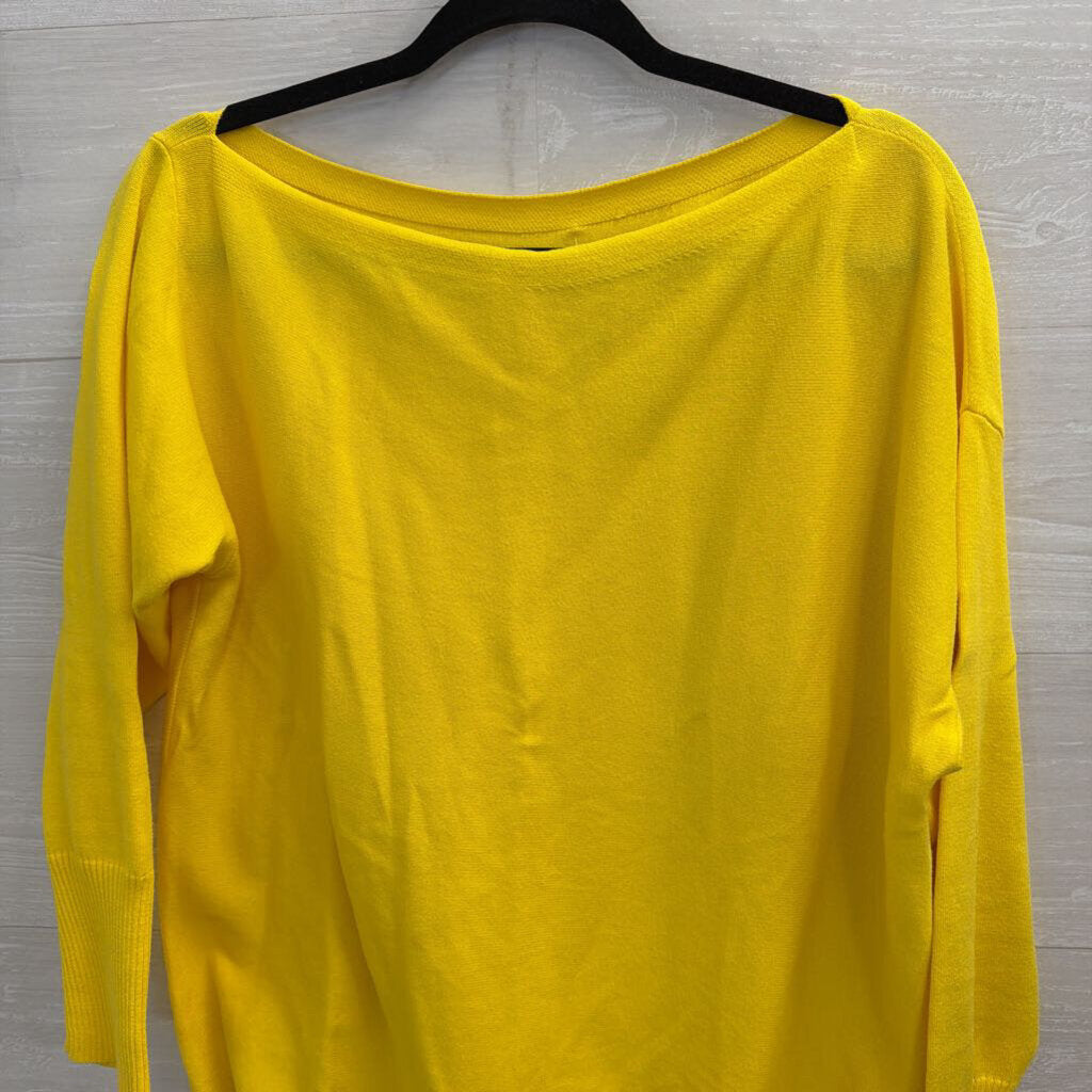 Yellow Knit Off Shoulder Long Sleeve Top Medium