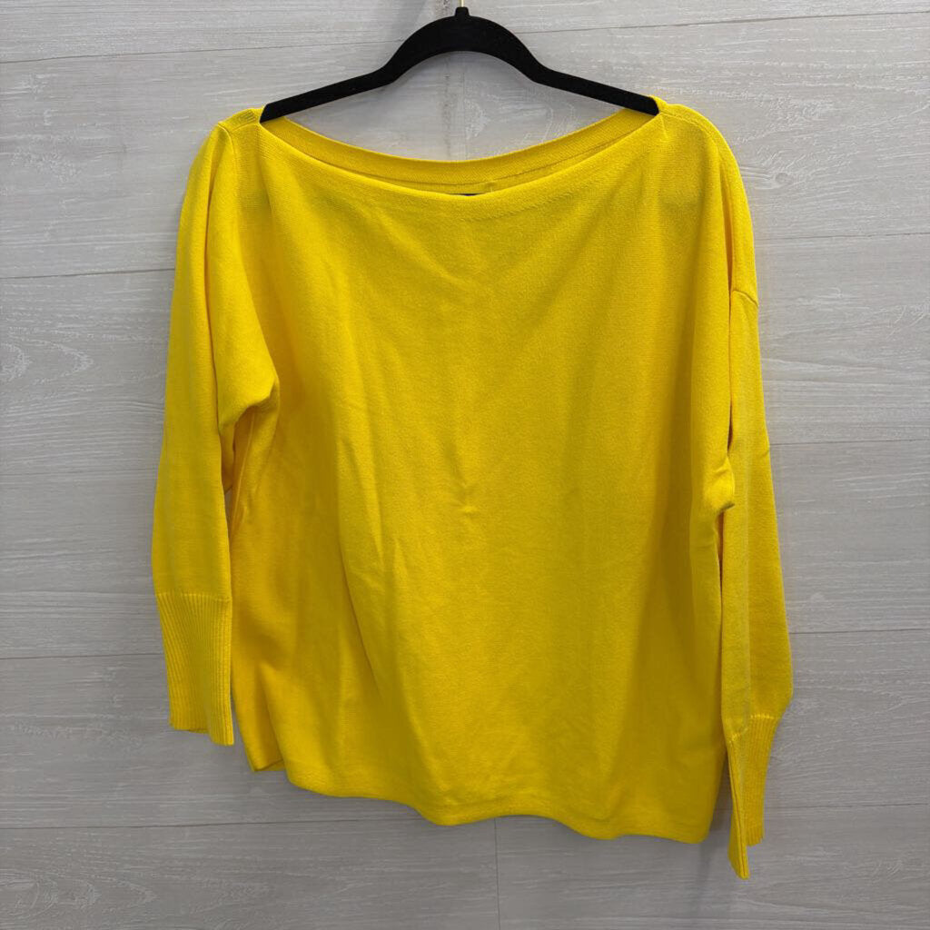 Yellow Knit Off Shoulder Long Sleeve Top Medium