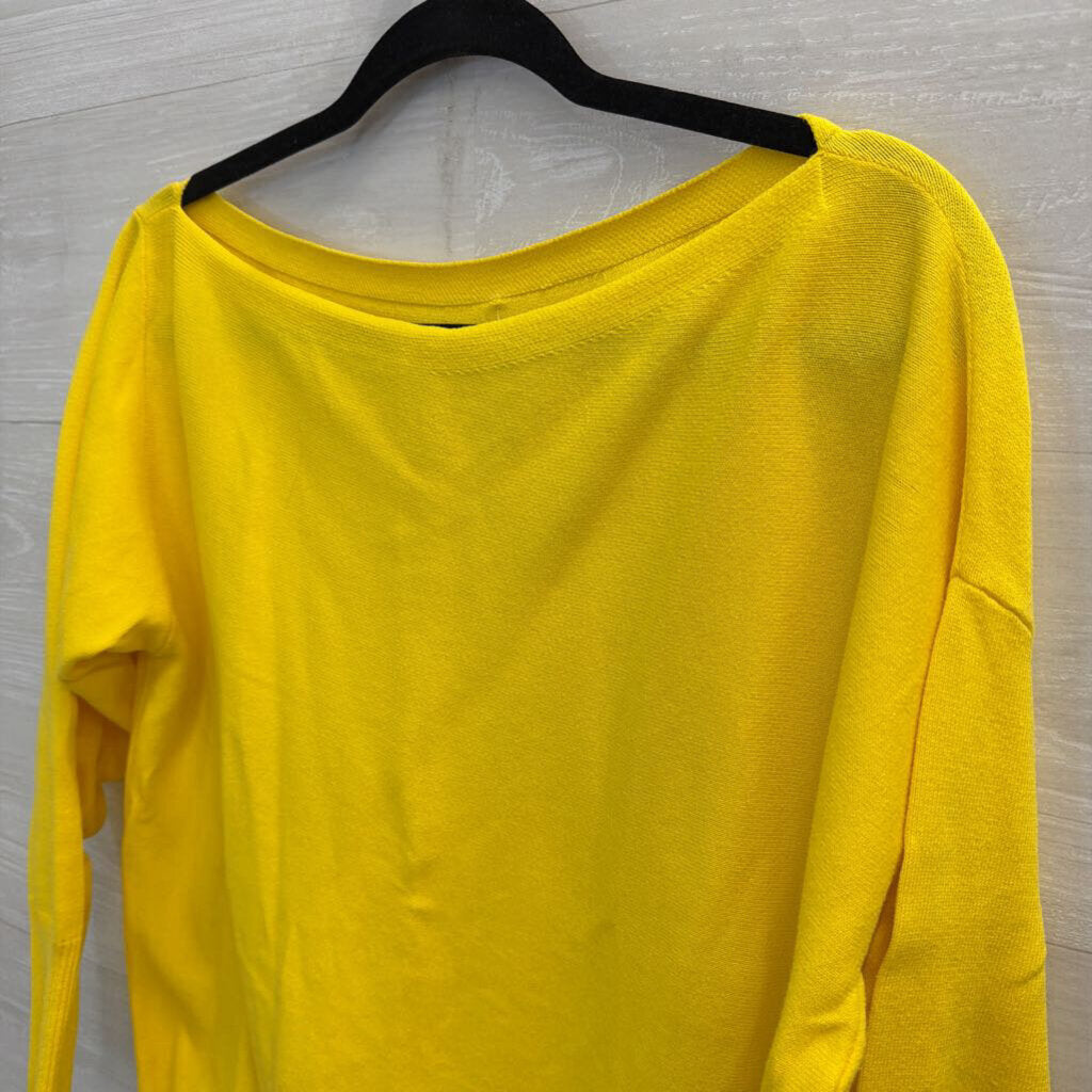 Yellow Knit Off Shoulder Long Sleeve Top Medium