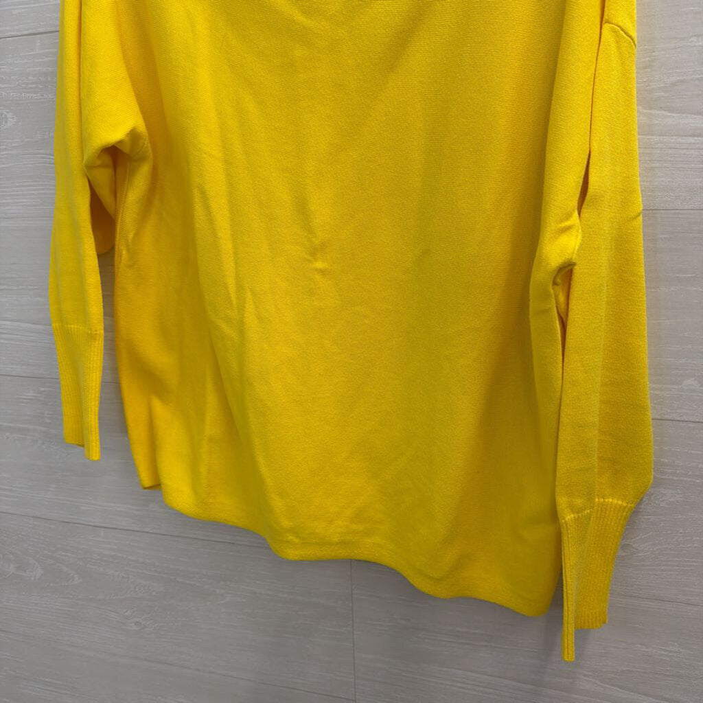 Yellow Knit Off Shoulder Long Sleeve Top Medium