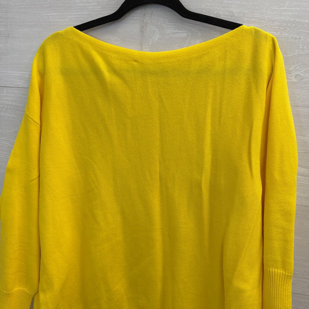 Yellow Knit Off Shoulder Long Sleeve Top Medium