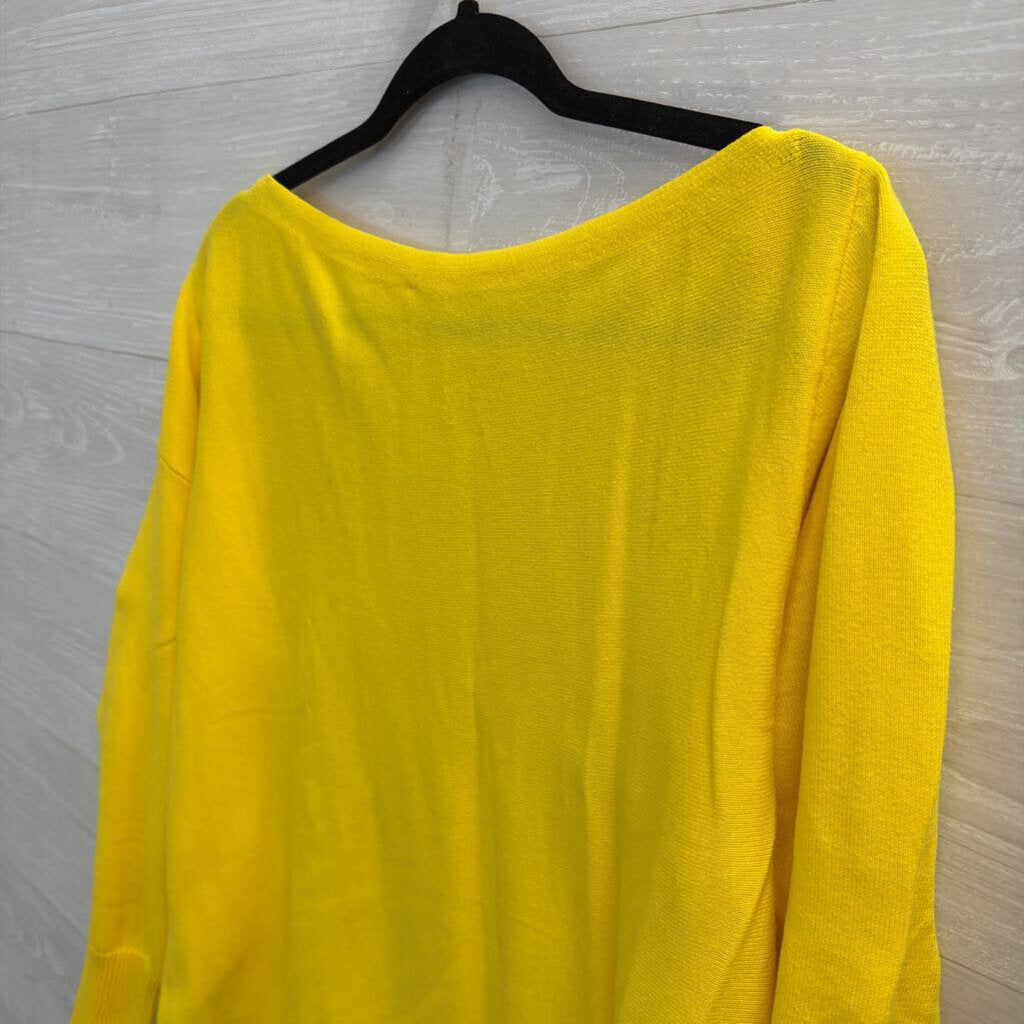 Yellow Knit Off Shoulder Long Sleeve Top Medium