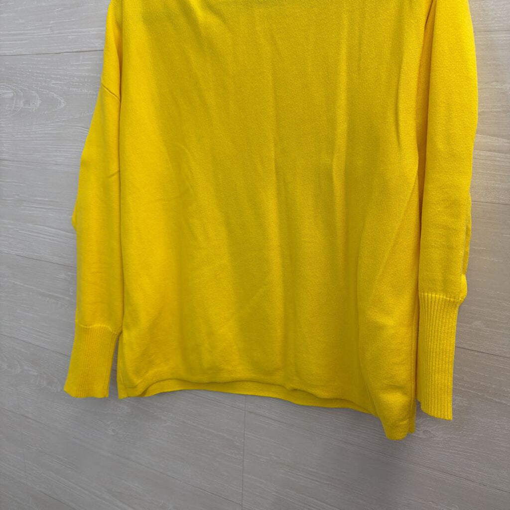 Yellow Knit Off Shoulder Long Sleeve Top Medium