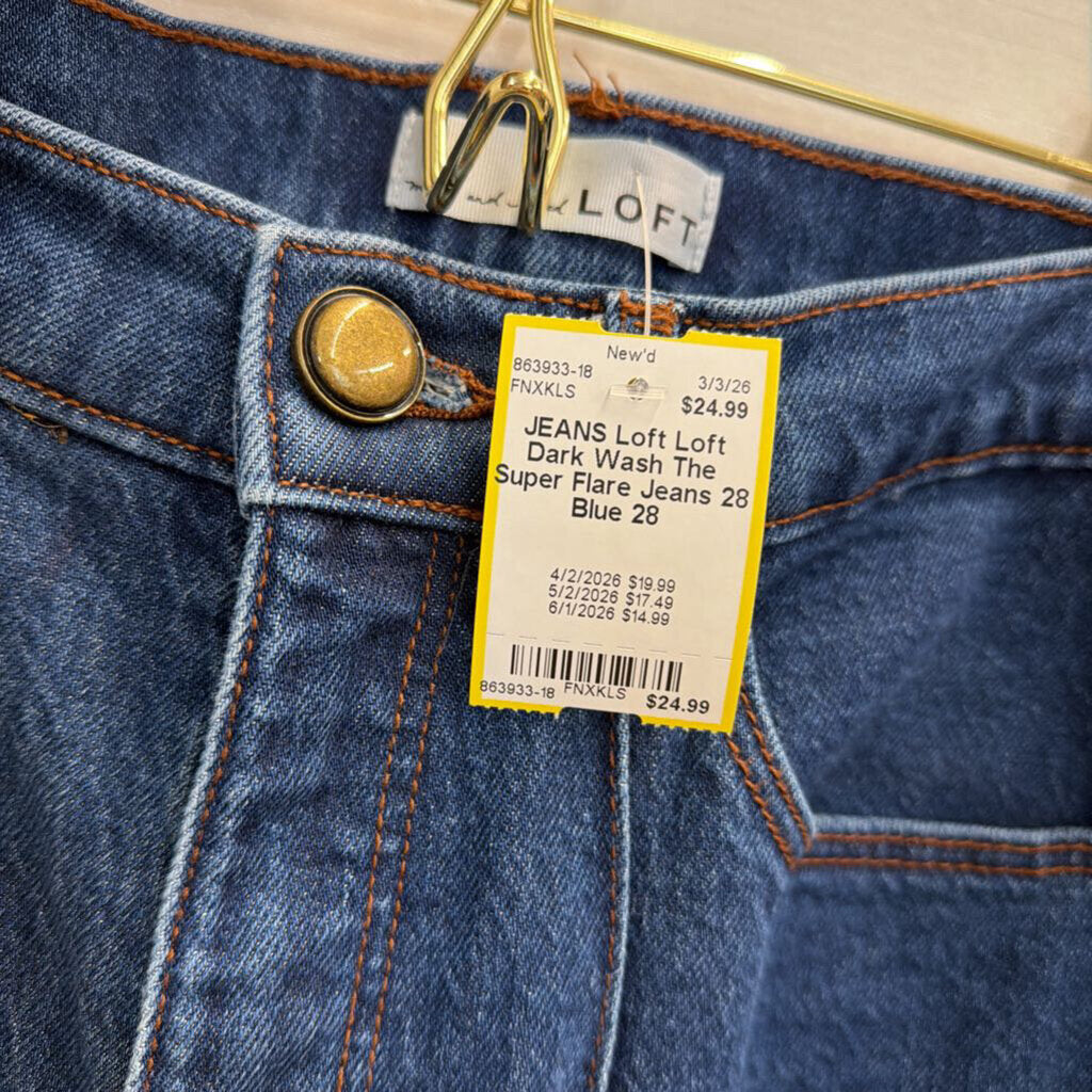 Loft Dark Wash The Super Flare Jeans 28