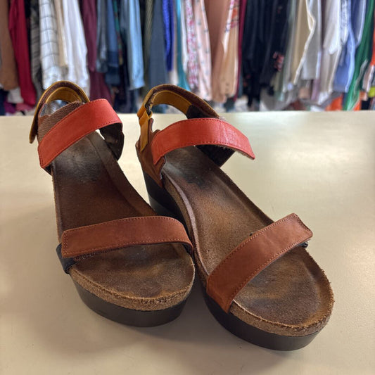 Naot Color Block Leather Straps Wedge Sandals 40