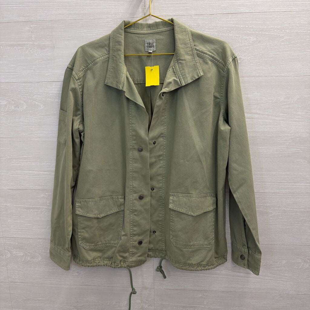 True Craft Green Lightweight Snap Front Jacket Large