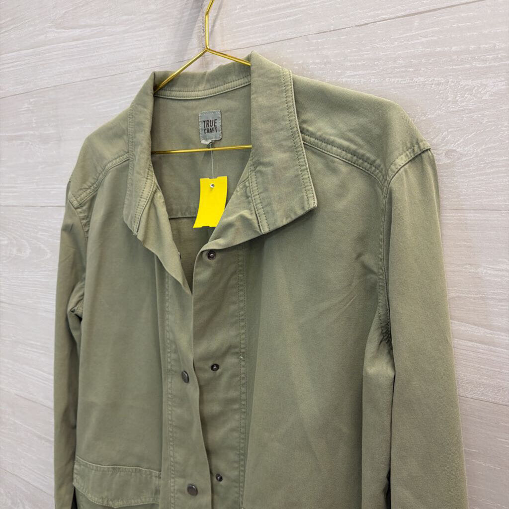 True Craft Green Lightweight Snap Front Jacket Large