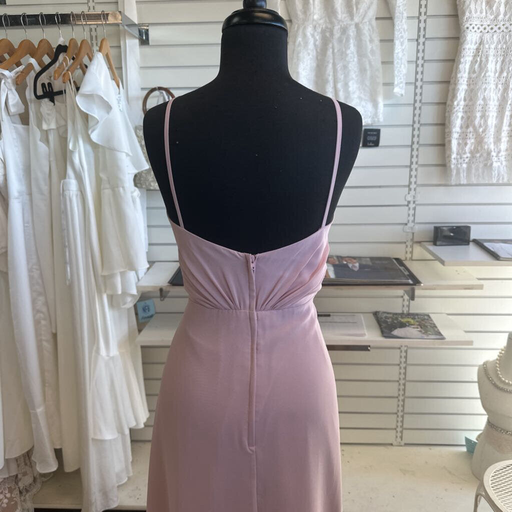 Christina Wu Blush Pink Ruched Detail Long Formal Dress 12