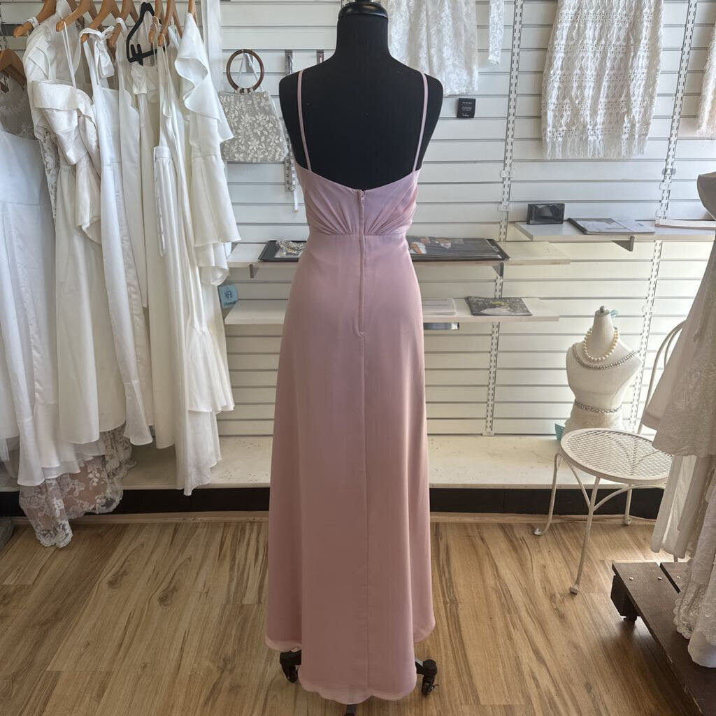 Christina Wu Blush Pink Ruched Detail Long Formal Dress 12