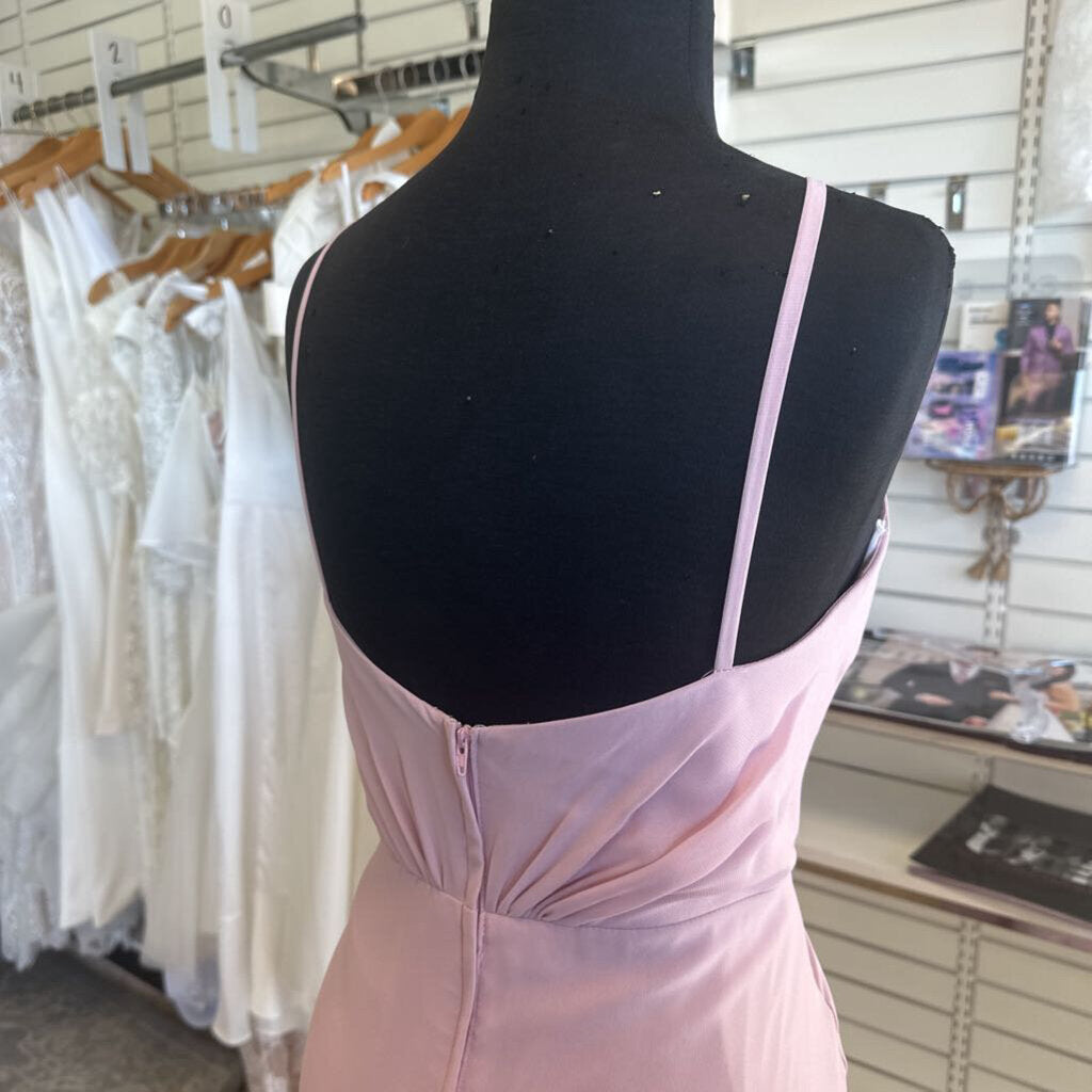 Christina Wu Blush Pink Ruched Detail Long Formal Dress 12