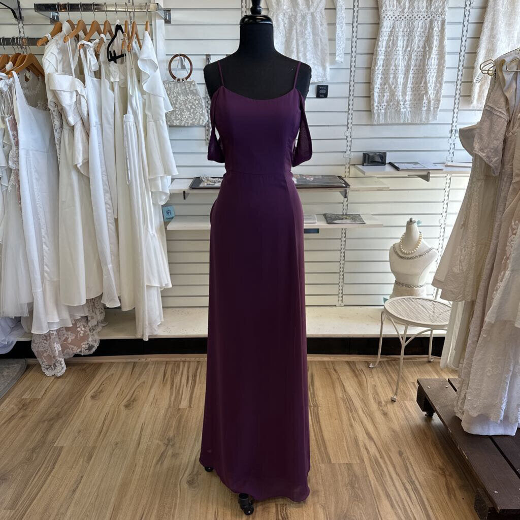JB Purple Chiffon Off Shoulder Long Formal Dress 14
