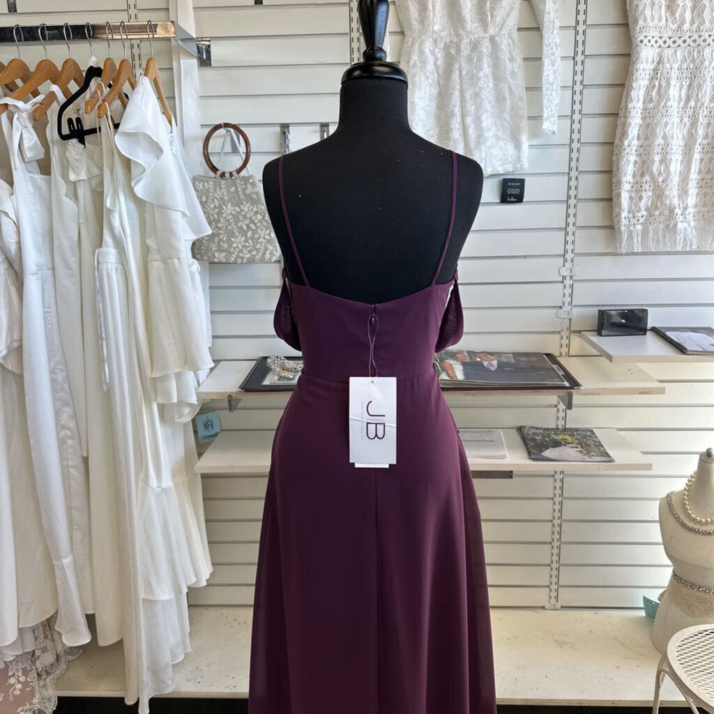 JB Purple Chiffon Off Shoulder Long Formal Dress 14