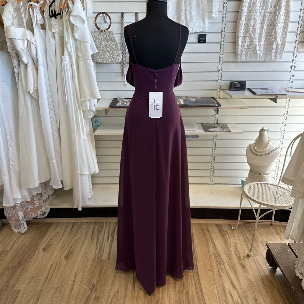 JB Purple Chiffon Off Shoulder Long Formal Dress 14