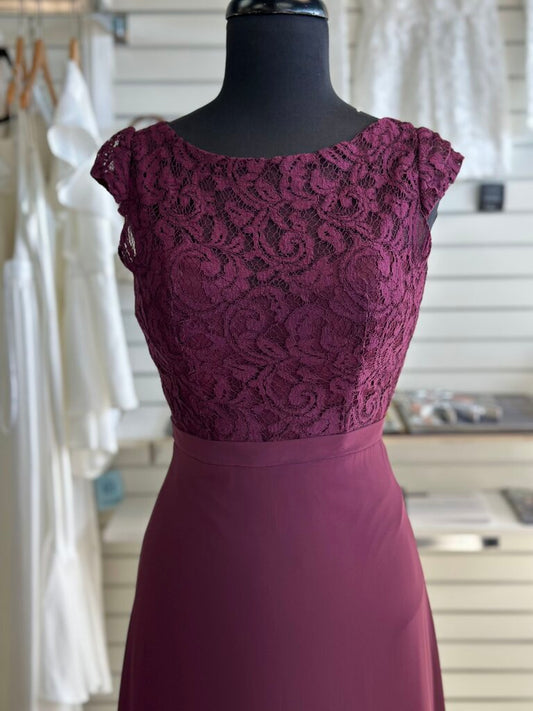 JB Burgundy Lace Top Long Formal Dress 00
