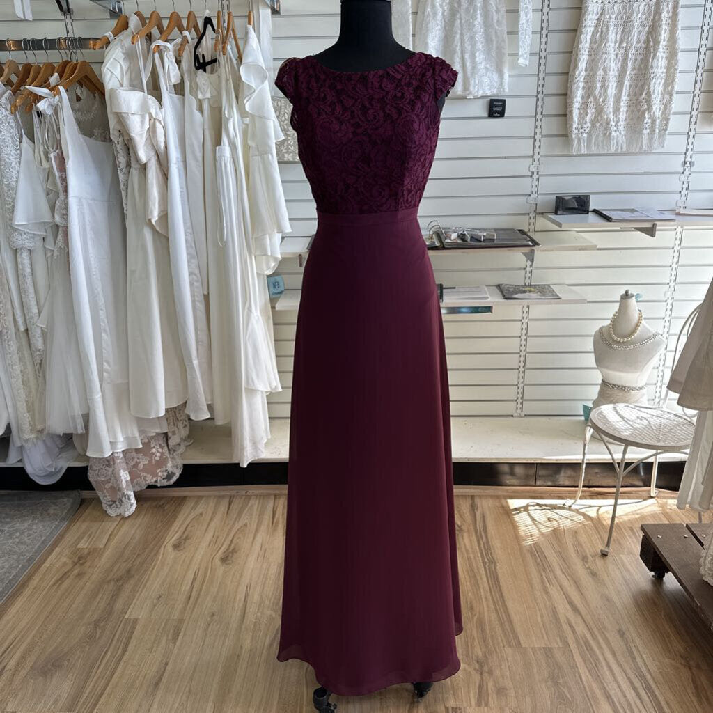 JB Burgundy Lace Top Long Formal Dress 00
