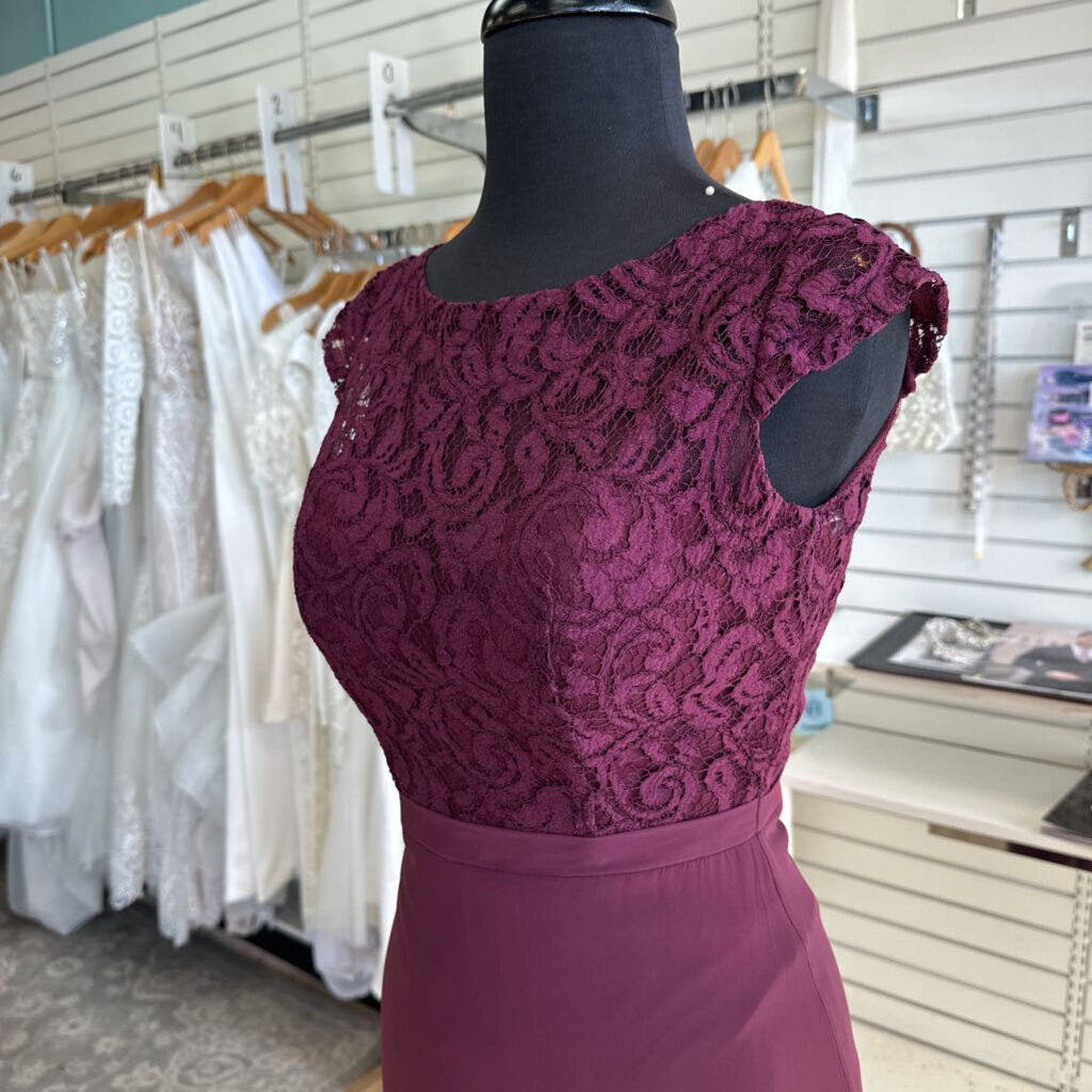 JB Burgundy Lace Top Long Formal Dress 00