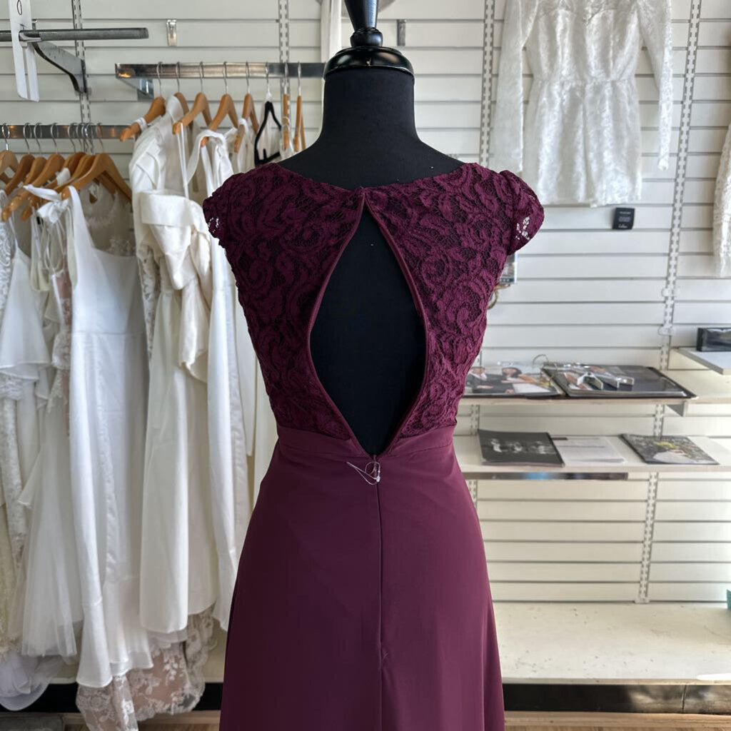 JB Burgundy Lace Top Long Formal Dress 00