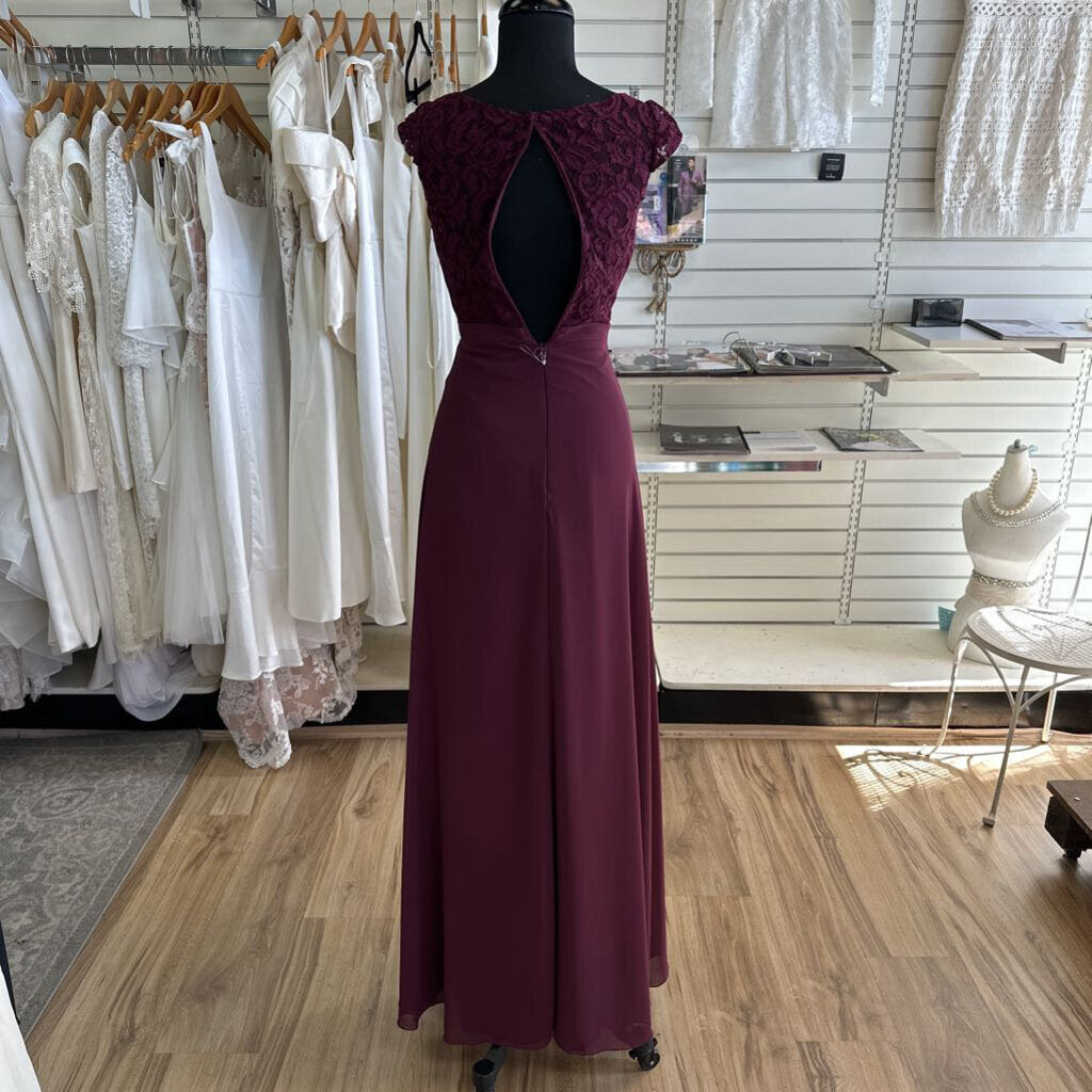 JB Burgundy Lace Top Long Formal Dress 00