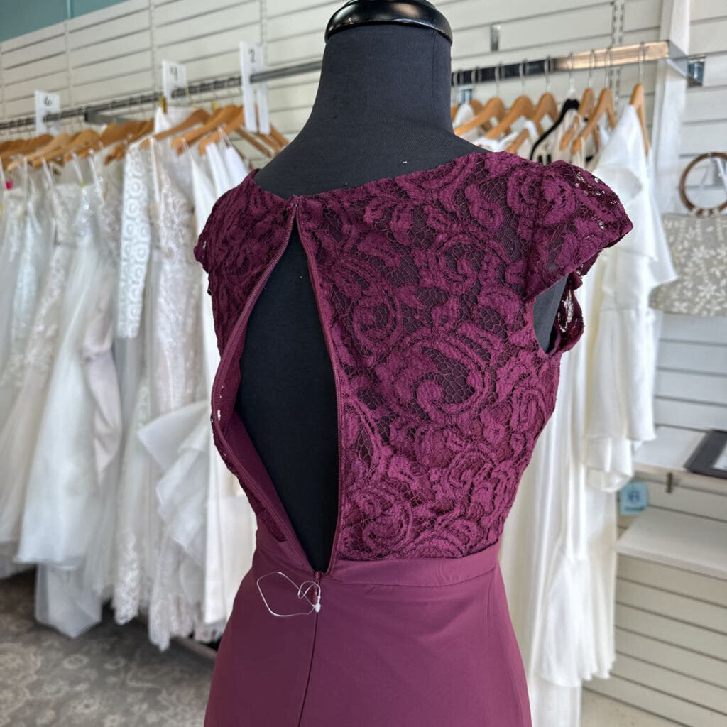 JB Burgundy Lace Top Long Formal Dress 00
