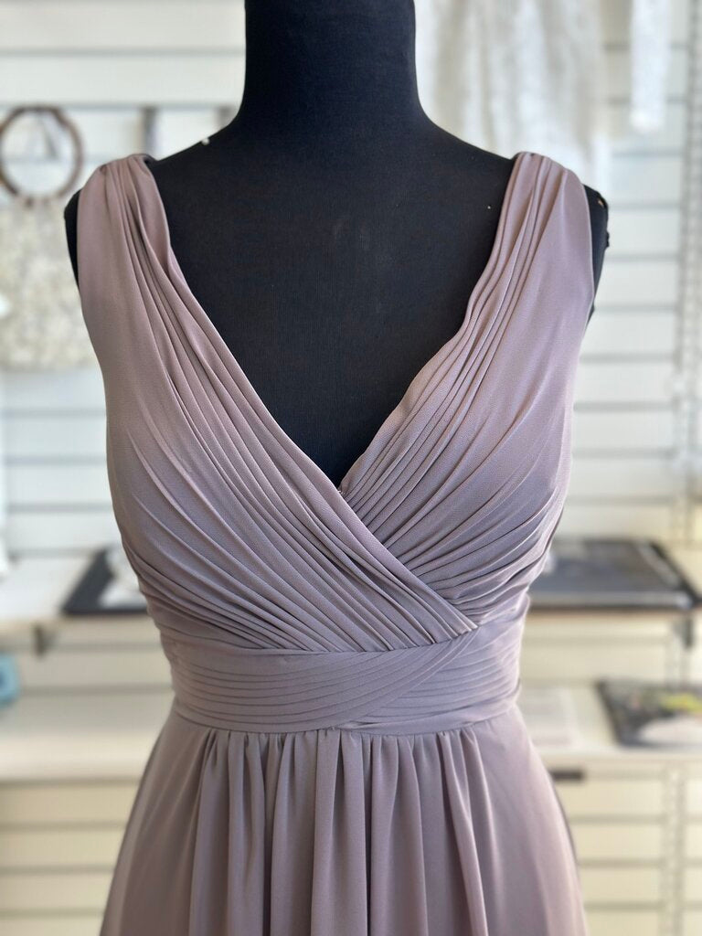 Christina Wu Grey V Neck Long Formal Dress 12