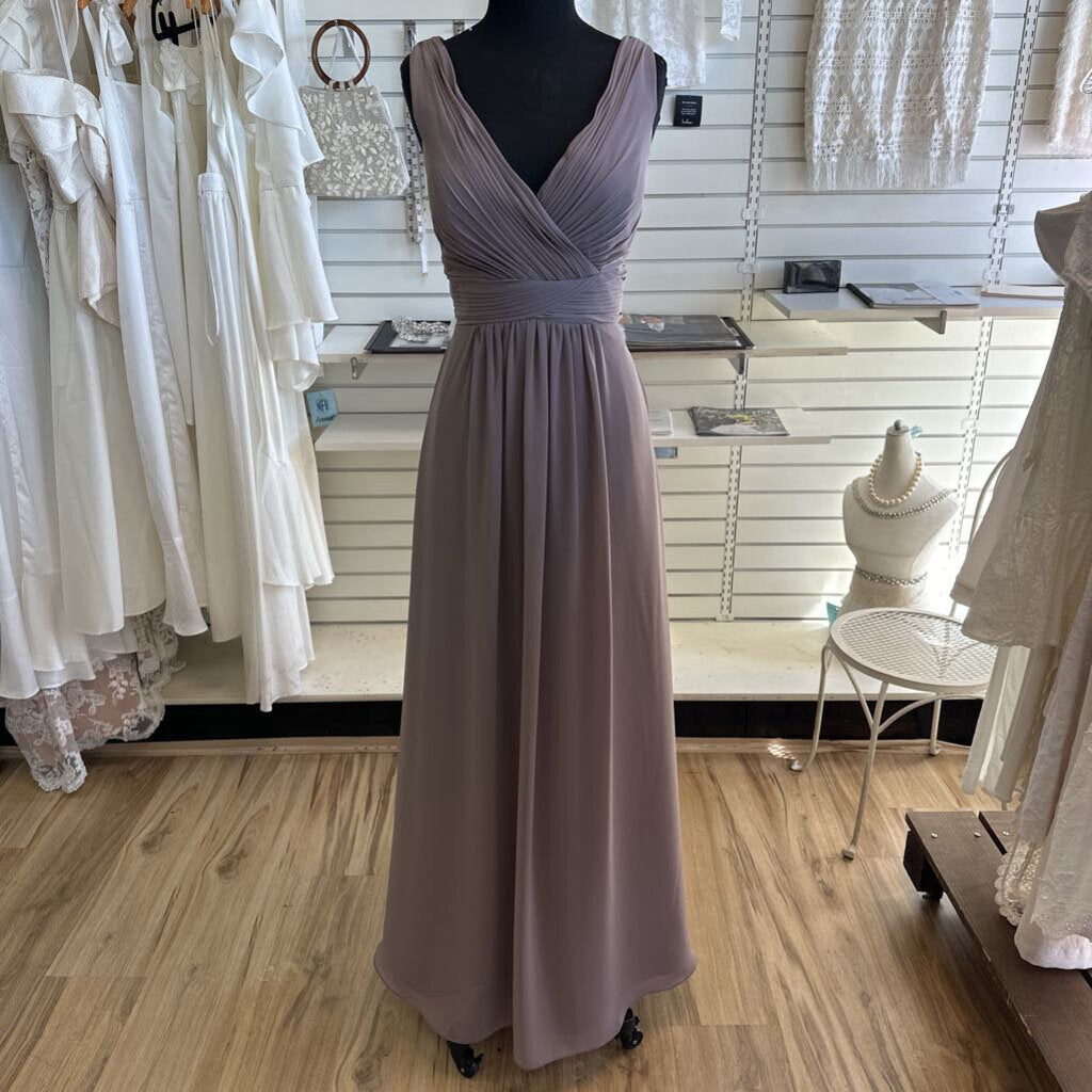 Christina Wu Grey V Neck Long Formal Dress 12