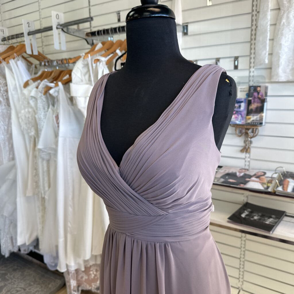 Christina Wu Grey V Neck Long Formal Dress 12