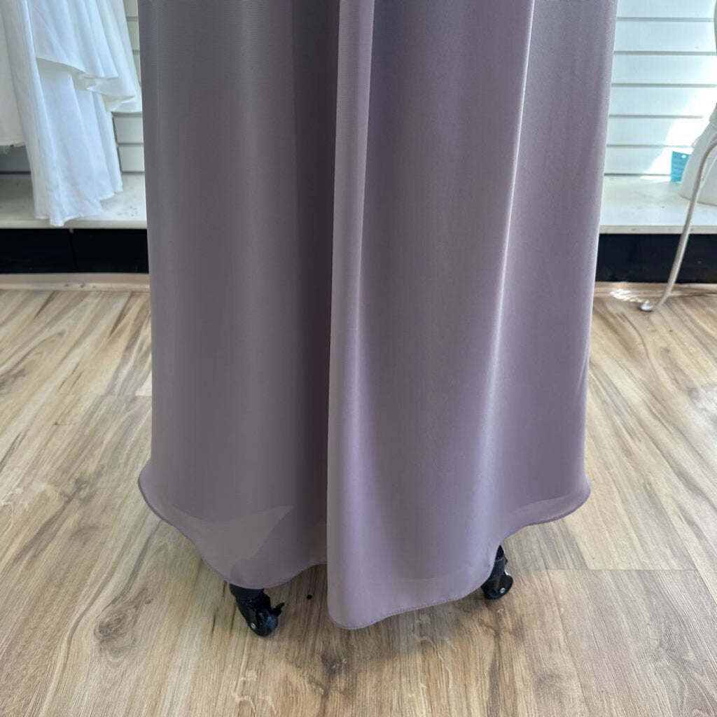 Christina Wu Grey V Neck Long Formal Dress 12