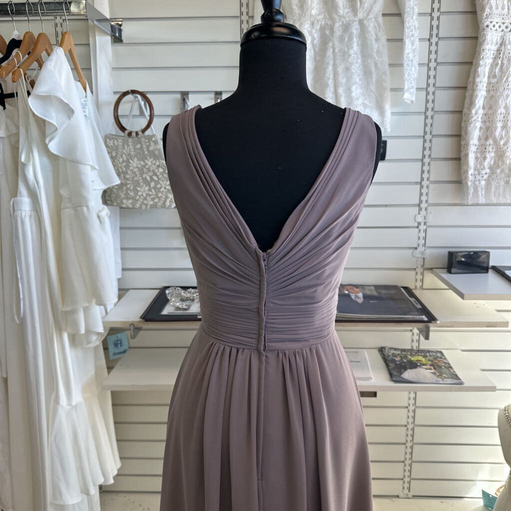 Christina Wu Grey V Neck Long Formal Dress 12