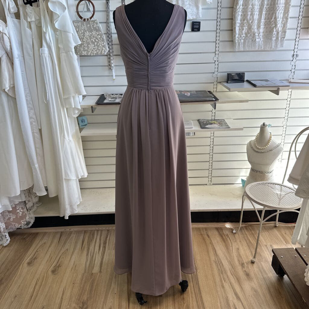 Christina Wu Grey V Neck Long Formal Dress 12