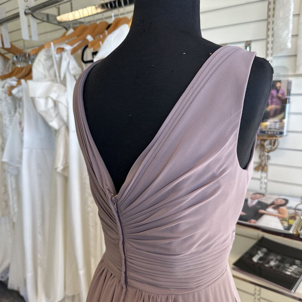 Christina Wu Grey V Neck Long Formal Dress 12