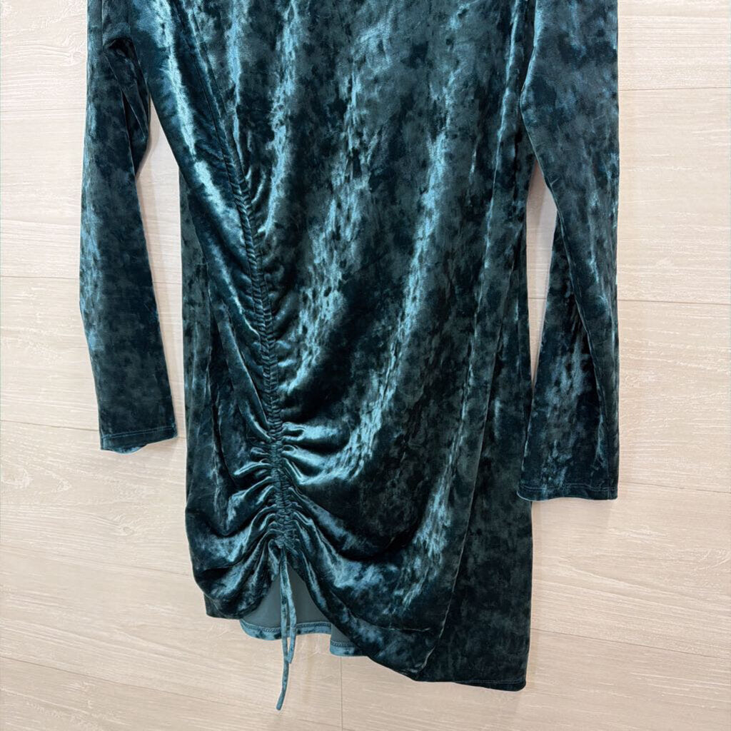 Live To Be Spoiled Blue Velvet Long Sleeve Side Scrunch Long Sleeve Top XXL