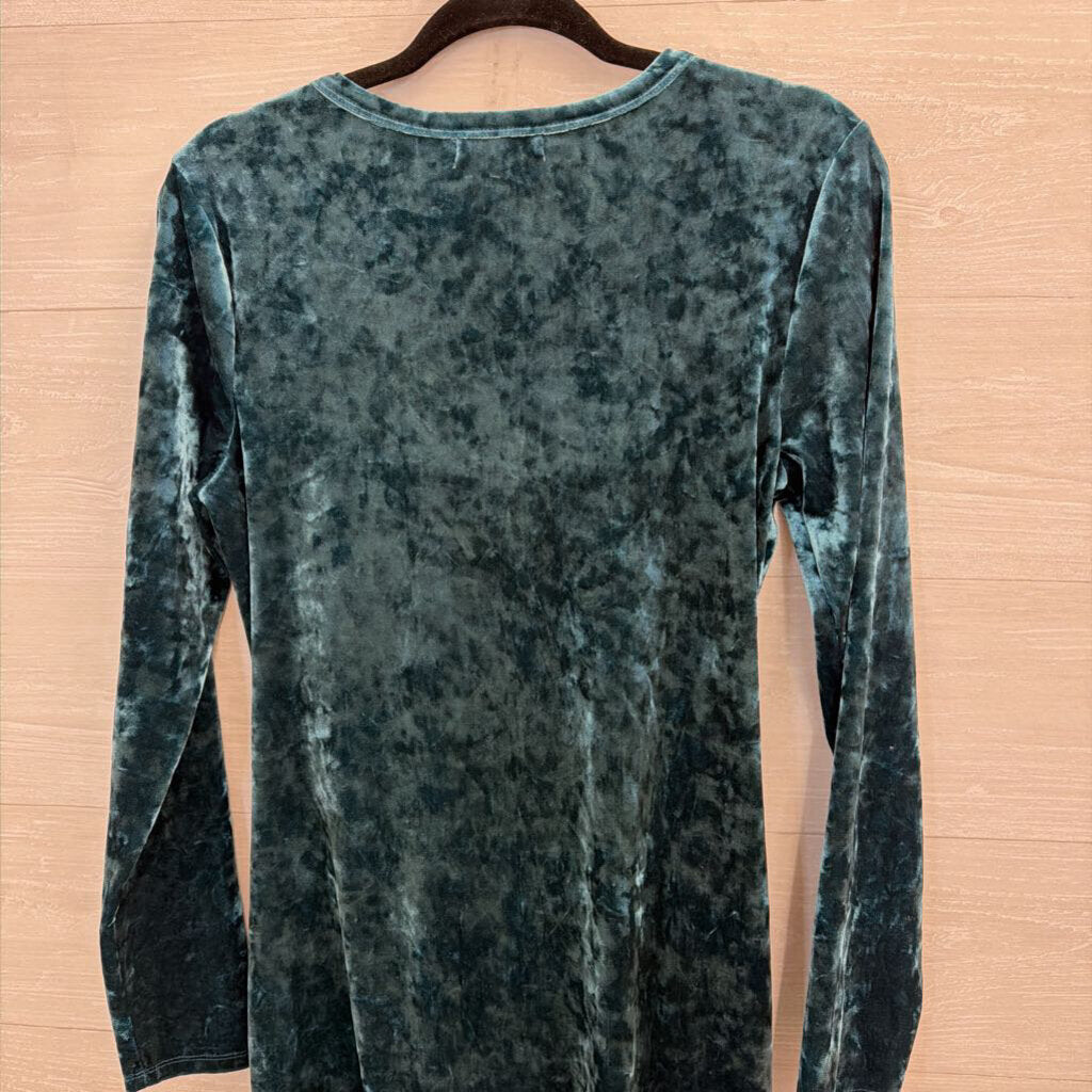 Live To Be Spoiled Blue Velvet Long Sleeve Side Scrunch Long Sleeve Top XXL