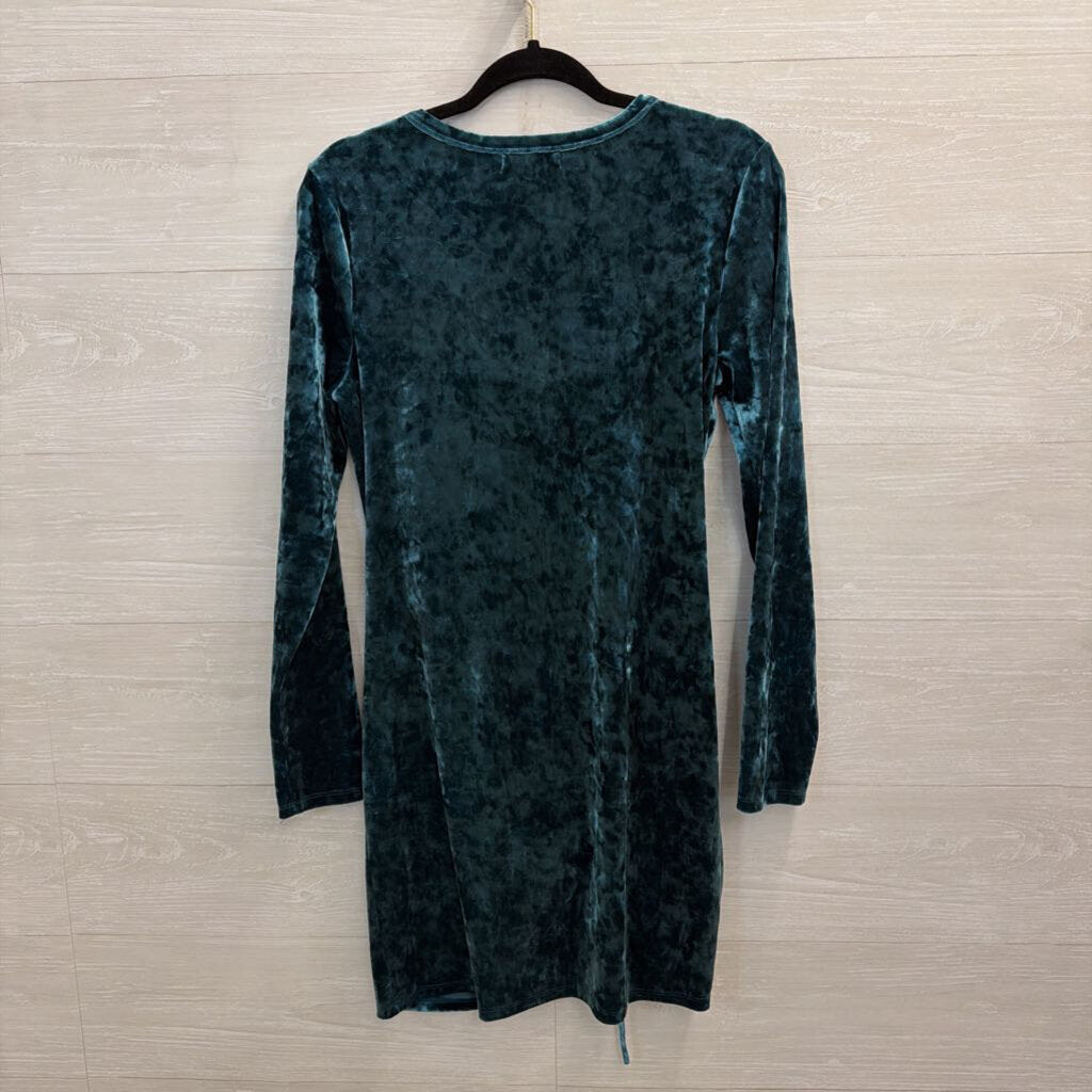 Live To Be Spoiled Blue Velvet Long Sleeve Side Scrunch Long Sleeve Top XXL