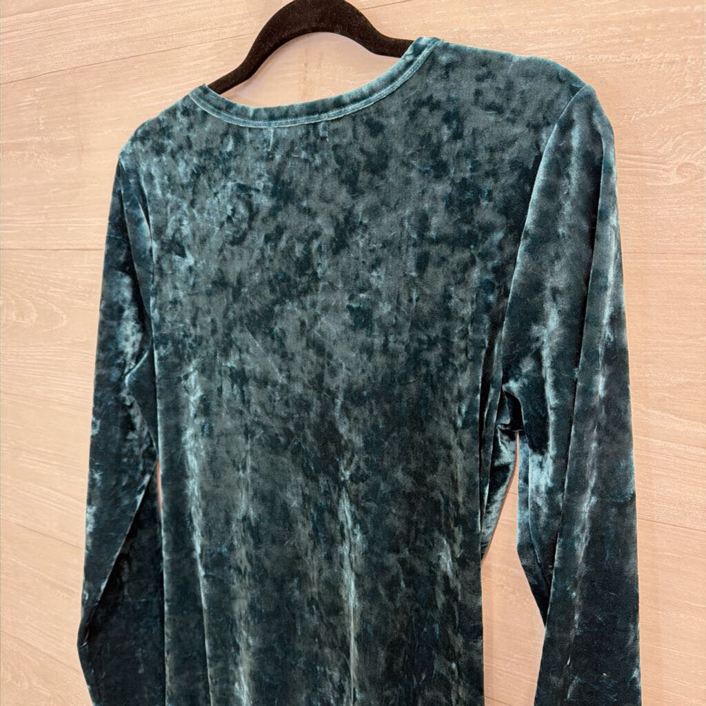 Live To Be Spoiled Blue Velvet Long Sleeve Side Scrunch Long Sleeve Top XXL