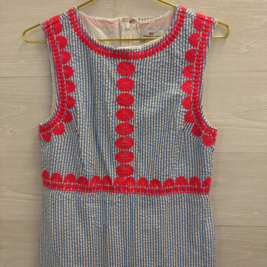 Vineyard Vines Blue/ White Striped Pink Embroidered Tank Dress 6