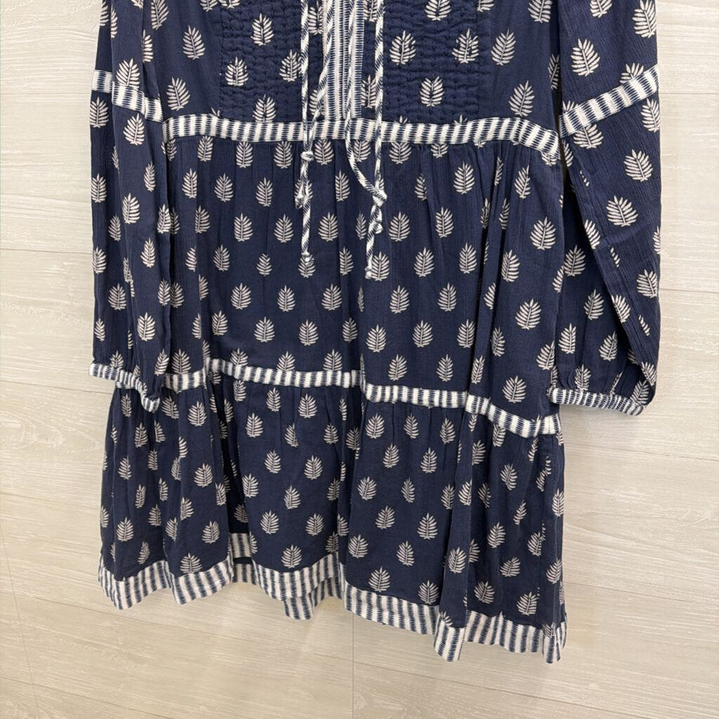 Vineyard Vines Navy/ White Print Long Sleeve Dress Small