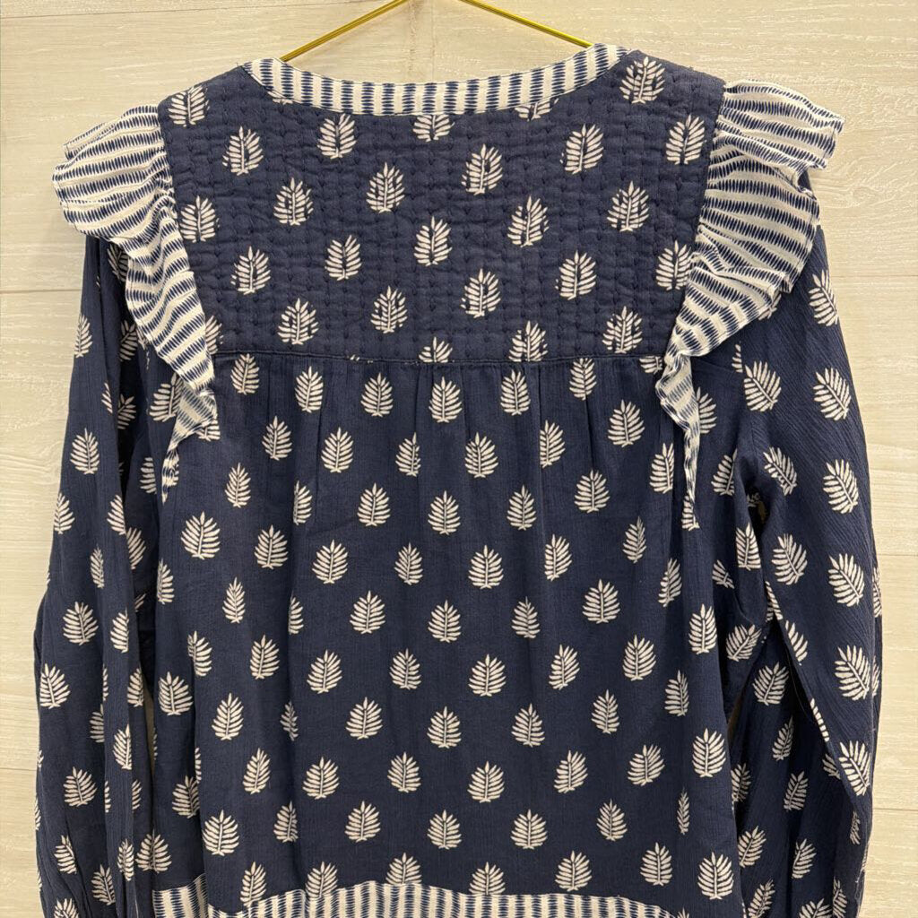 Vineyard Vines Navy/ White Print Long Sleeve Top Medium