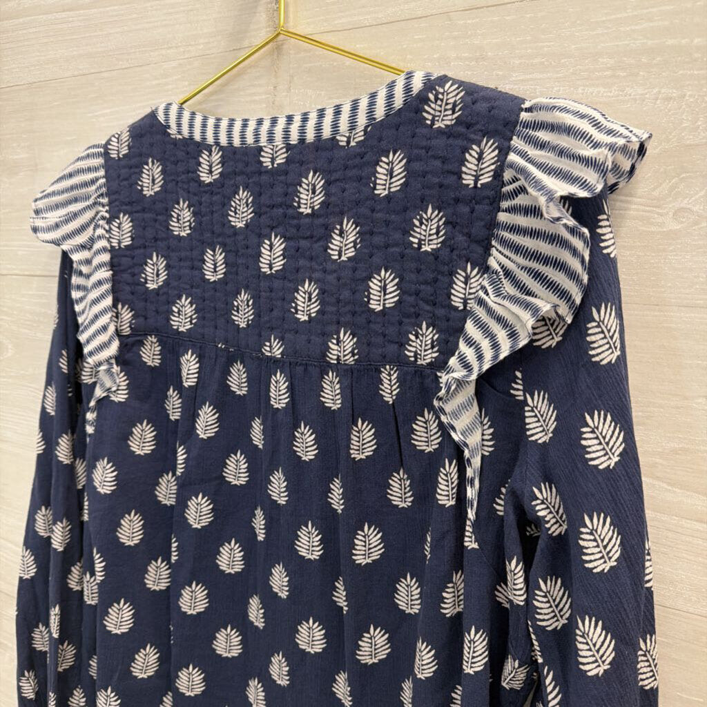 Vineyard Vines Navy/ White Print Long Sleeve Top Medium