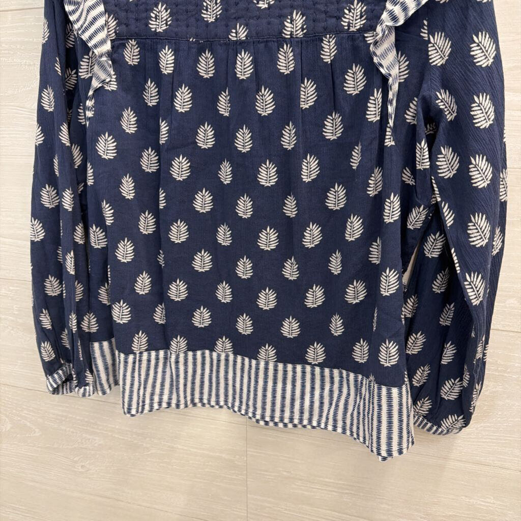 Vineyard Vines Navy/ White Print Long Sleeve Top Medium