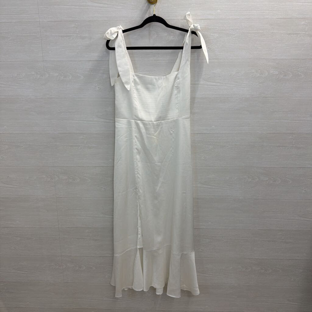 Show Me Your Mumu White Silky Tie Strap Maxi Dress Large