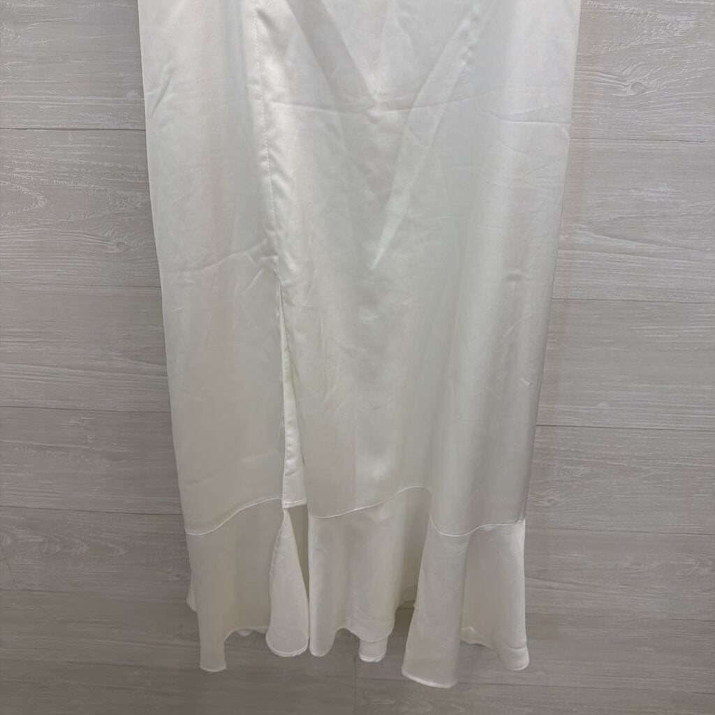 Show Me Your Mumu White Silky Tie Strap Maxi Dress Large