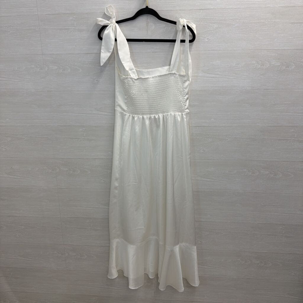 Show Me Your Mumu White Silky Tie Strap Maxi Dress Large