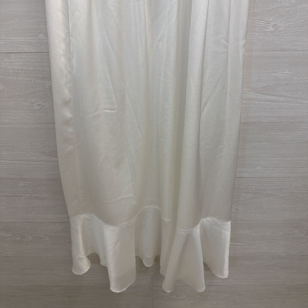 Show Me Your Mumu White Silky Tie Strap Maxi Dress Large