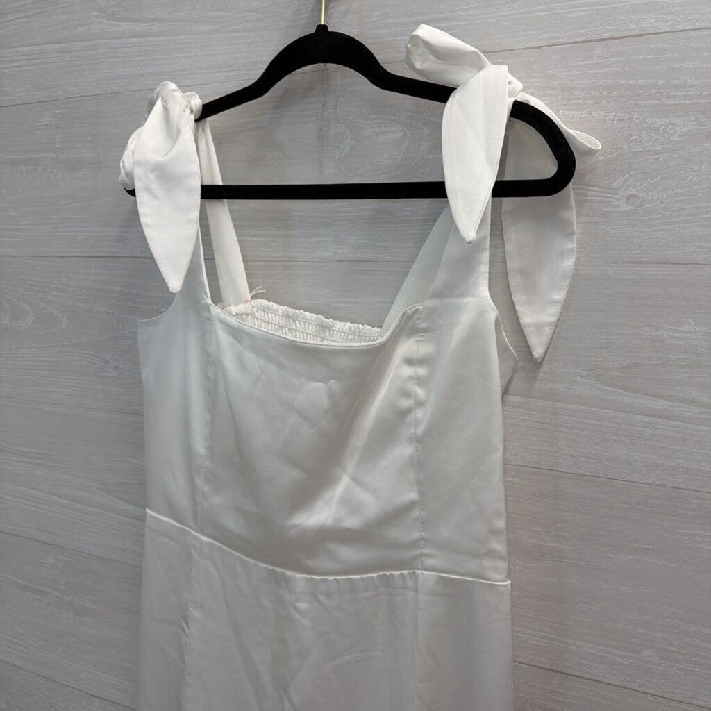Show Me Your Mumu White Silky Tie Strap Maxi Dress Extra Large