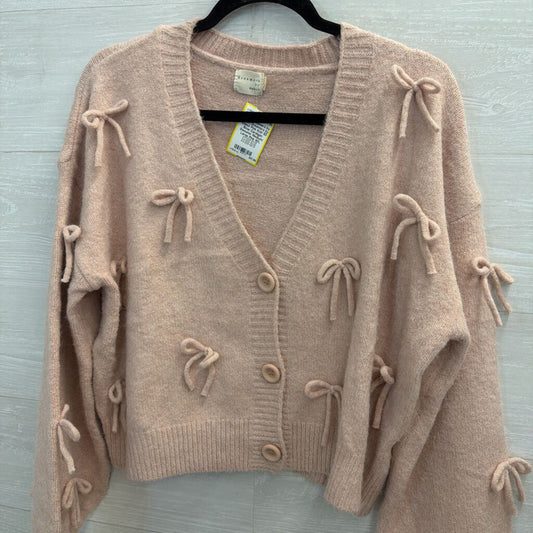 Dreamers by Debut Pink Knit 3D Bow Cardigan Sweater Medium/ Large